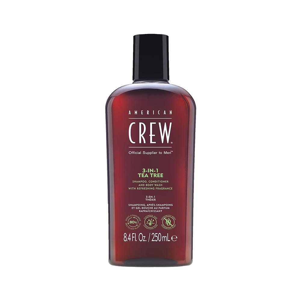 American Crew 3in1 Tea Tree Erkekler için Şampuan Saç Kremi Vücut Jeli 250ML