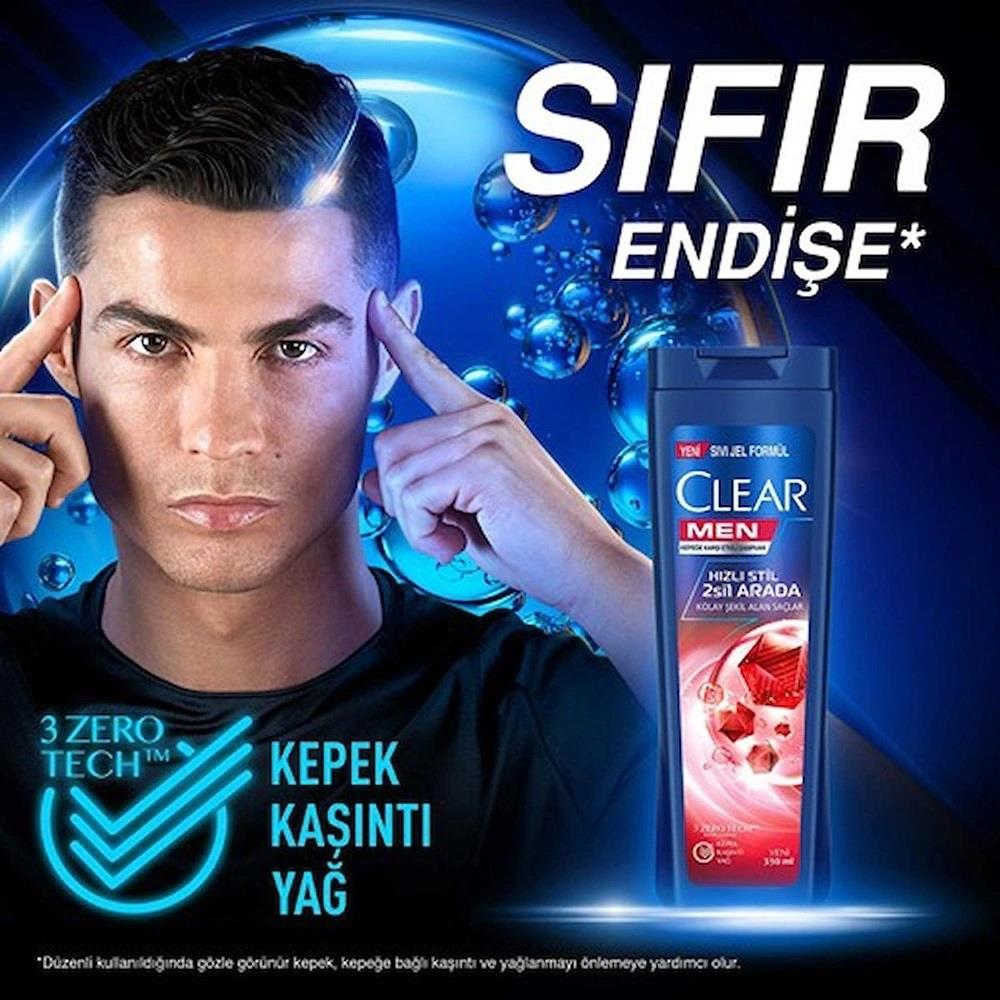 Clear Men Hızlı Stil 2si1 Arada Kolay Şekil Alan Saçlar Kepeğe Karşı Etkili Şampuan 350ML