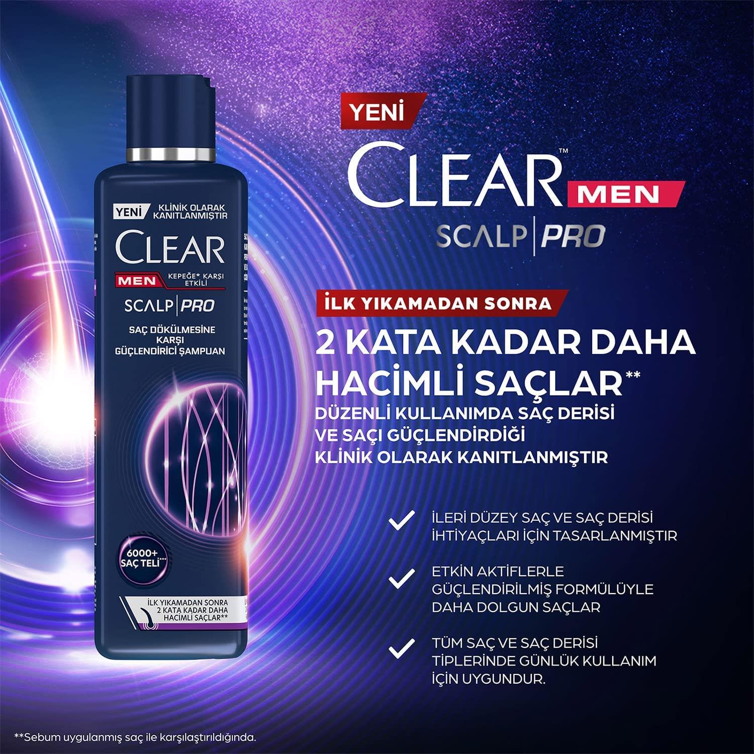 Clear Men Scalp Pro Saç Dökülmesine Karşı Güçlendirici Şampuan 300ML