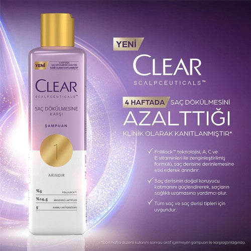 Clear Scalpceuticals Şampuan 300 ml + Saç Bakım Kremi 170 ml + Serum 45 ml