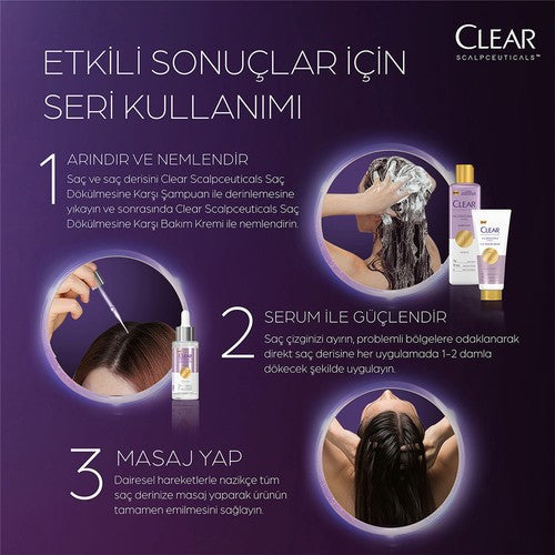 Clear Scalpceuticals Şampuan 300 ml + Saç Bakım Kremi 170 ml + Serum 45 ml