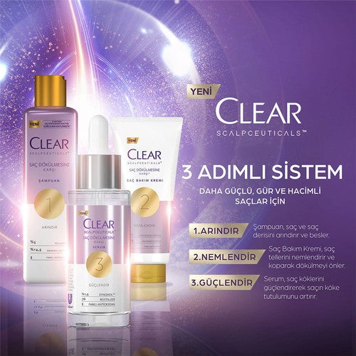 Clear Scalpceuticals Şampuan 300 ml + Saç Bakım Kremi 170 ml + Serum 45 ml