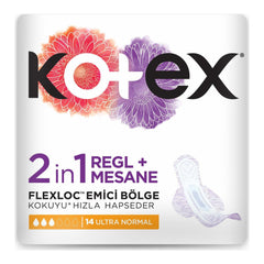 Kotex 2in1 Regl + Mesane Ultra Normal Ped 14'lü