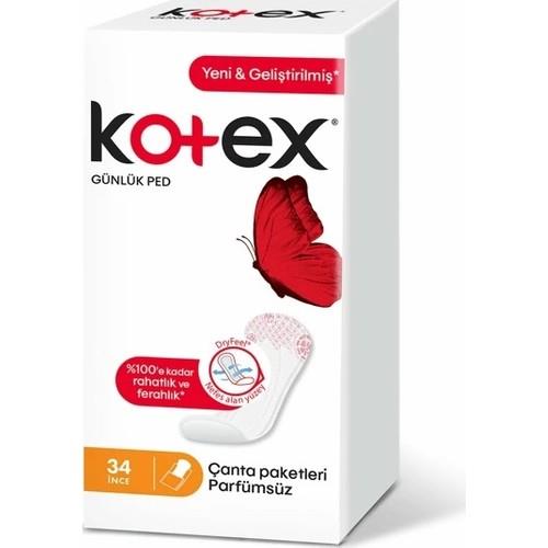 Kotex İnce Günlük Parfümsüz Ped 34'lü