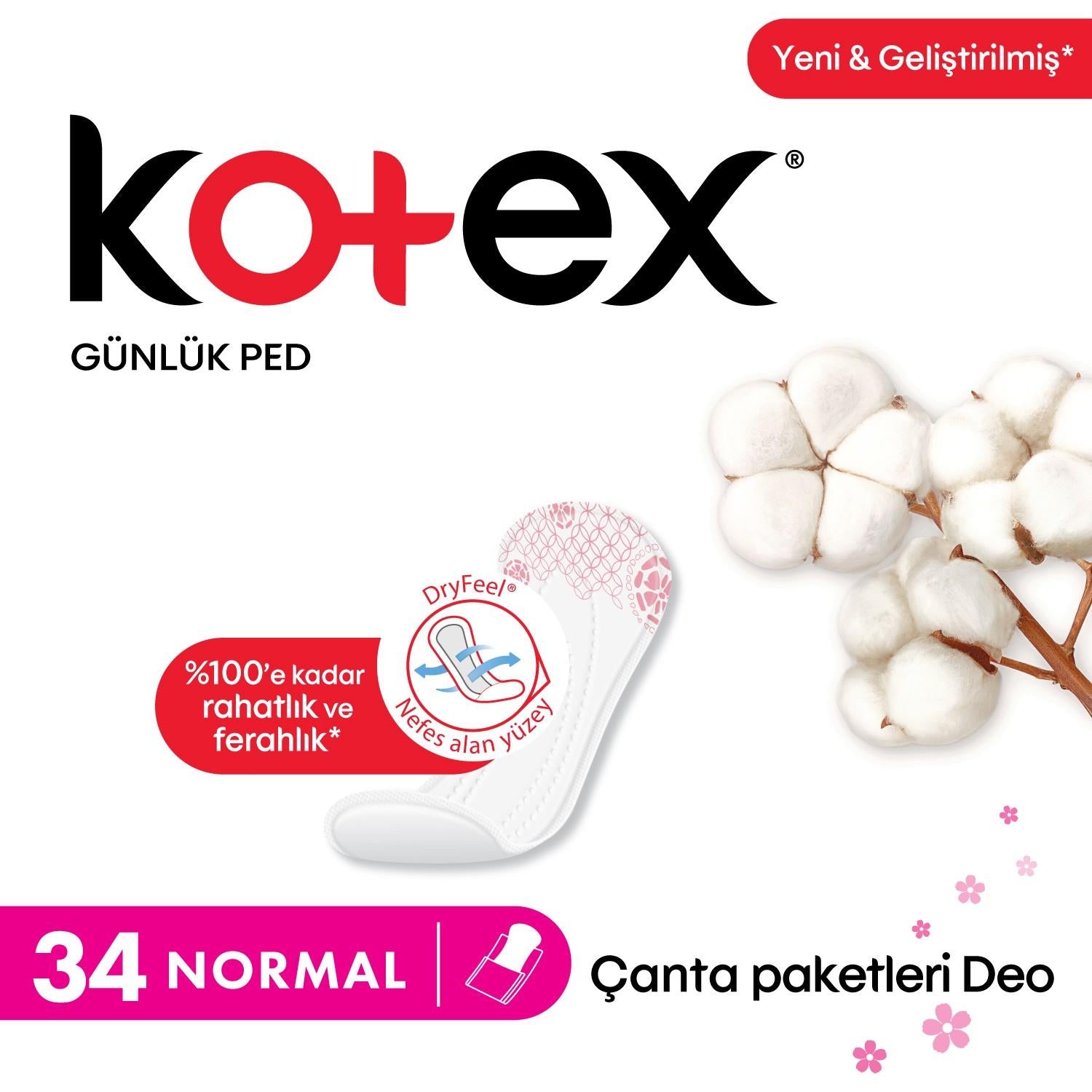 Kotex Normal Günlük Ped 34'lü Deo