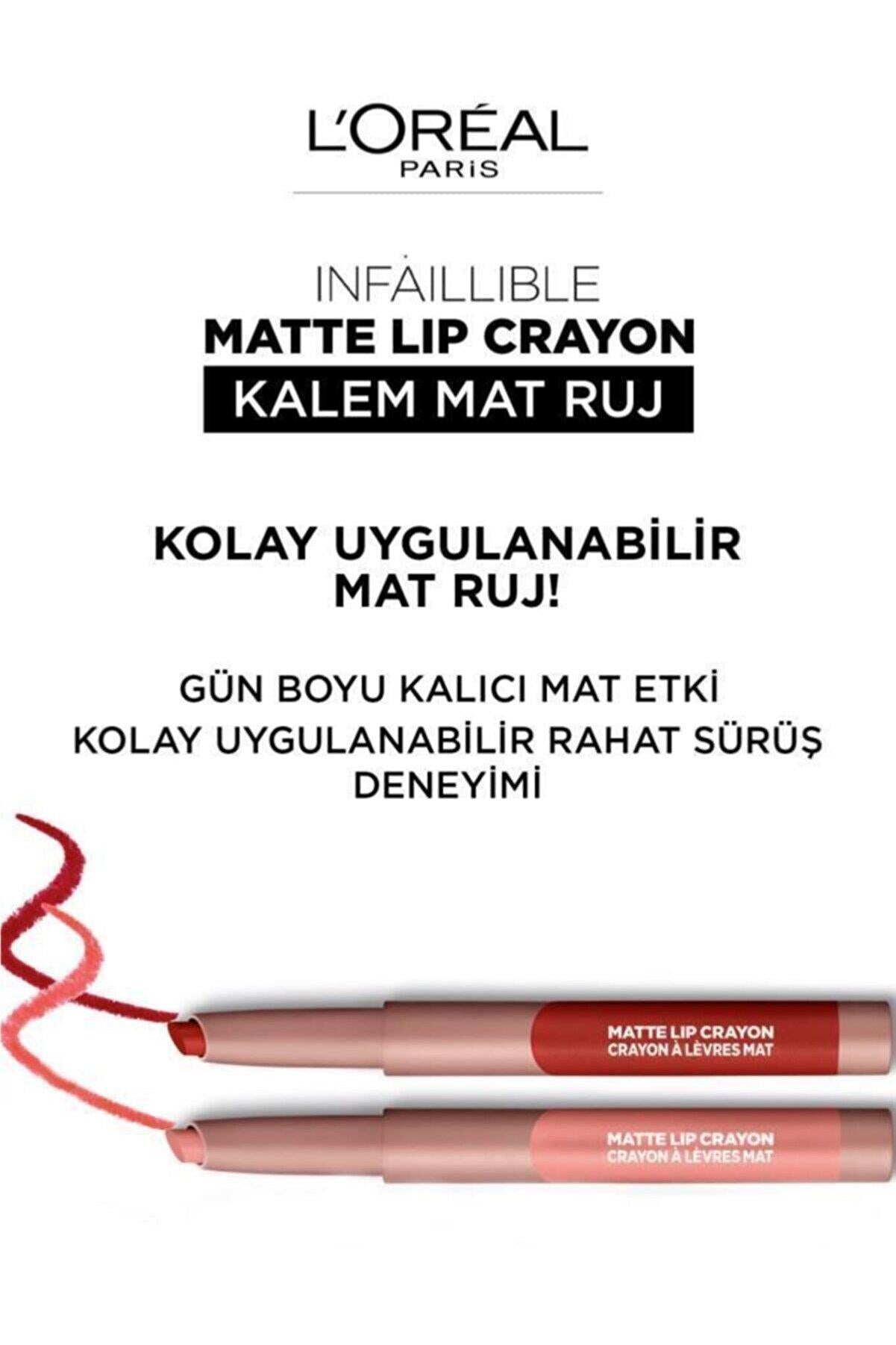 L'Oreal Paris Infaillible Matte Lip Crayon Kalem Mat Ruj - 109 Flirty Toffee