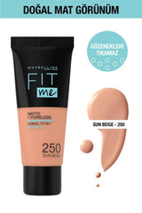 Maybelline New York Fit Me Matte+Poreless Fondöten - 250 Sun Beige