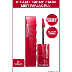 Maybelline New York Super Stay Vinyl Ink Uzun Süre Kalıcı Likit Parlak Ruj 50