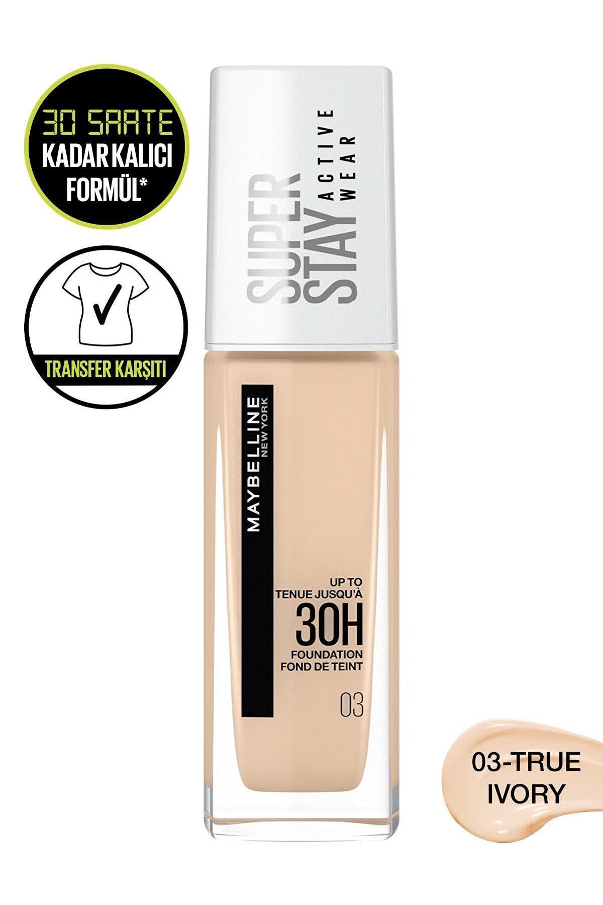 Maybelline New York Superstay Active Wear Fondöten- 03 True Ivory