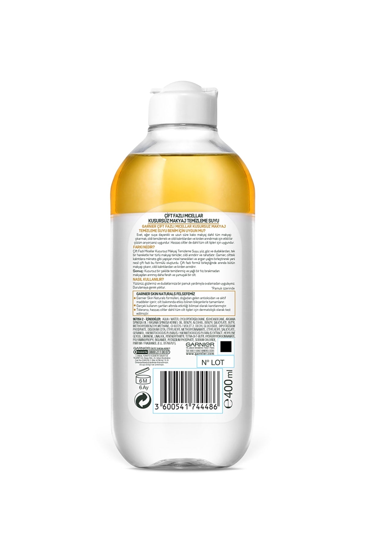 Garnier Çift Fazlı Mıcellar Kusursuz Makyaj Temizleme Suyu 400 ml