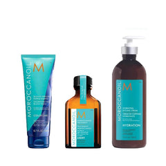 Moroccanoil Color Care Sarı Saçlar için Mor Şampuan + Bakım Yağı ve Bakım Kremi