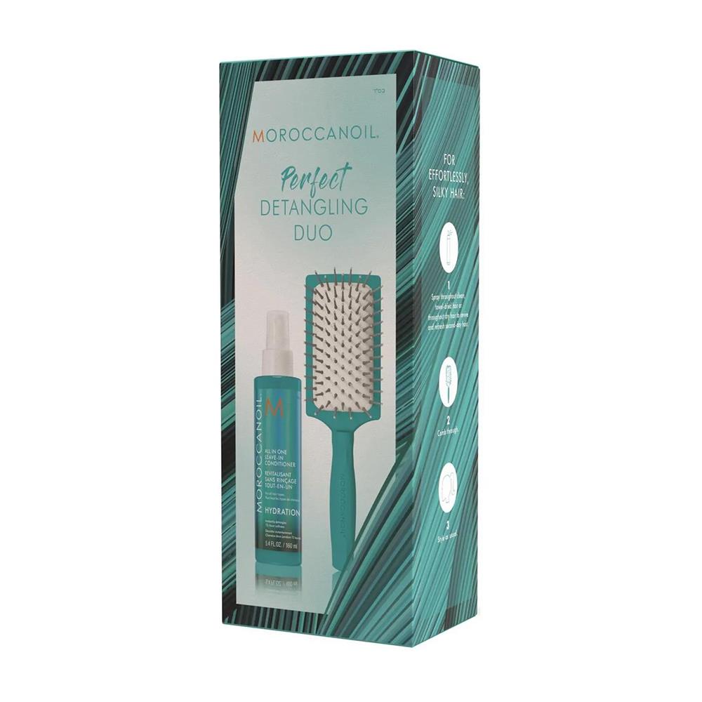 Moroccanoil Detangling Duo Leave in Conditioner 160ML ve Mini Paddle Saç Fırçası 2li Set