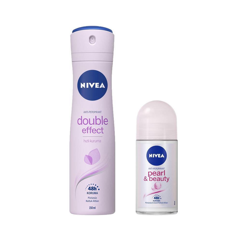 Nivea Kadın Double Effect 48 Saat Sprey Deodorant 150ML + Nivea Roll-On Kadın Deodorant 50ML