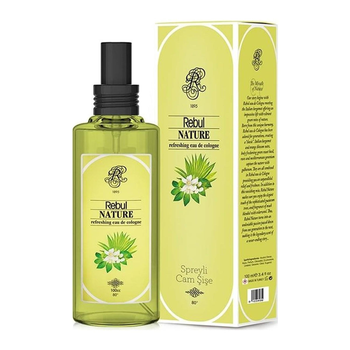 Rebul Nature Sprey Cam Şişe Kolonya 100ML