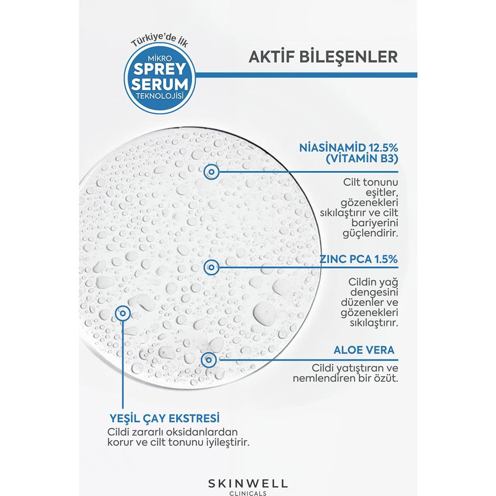 Skinwell Gözenek Sıkılaştırıcı ve Yoğun Nemlendirici Yüz Bakım Sprey Serum 100ML