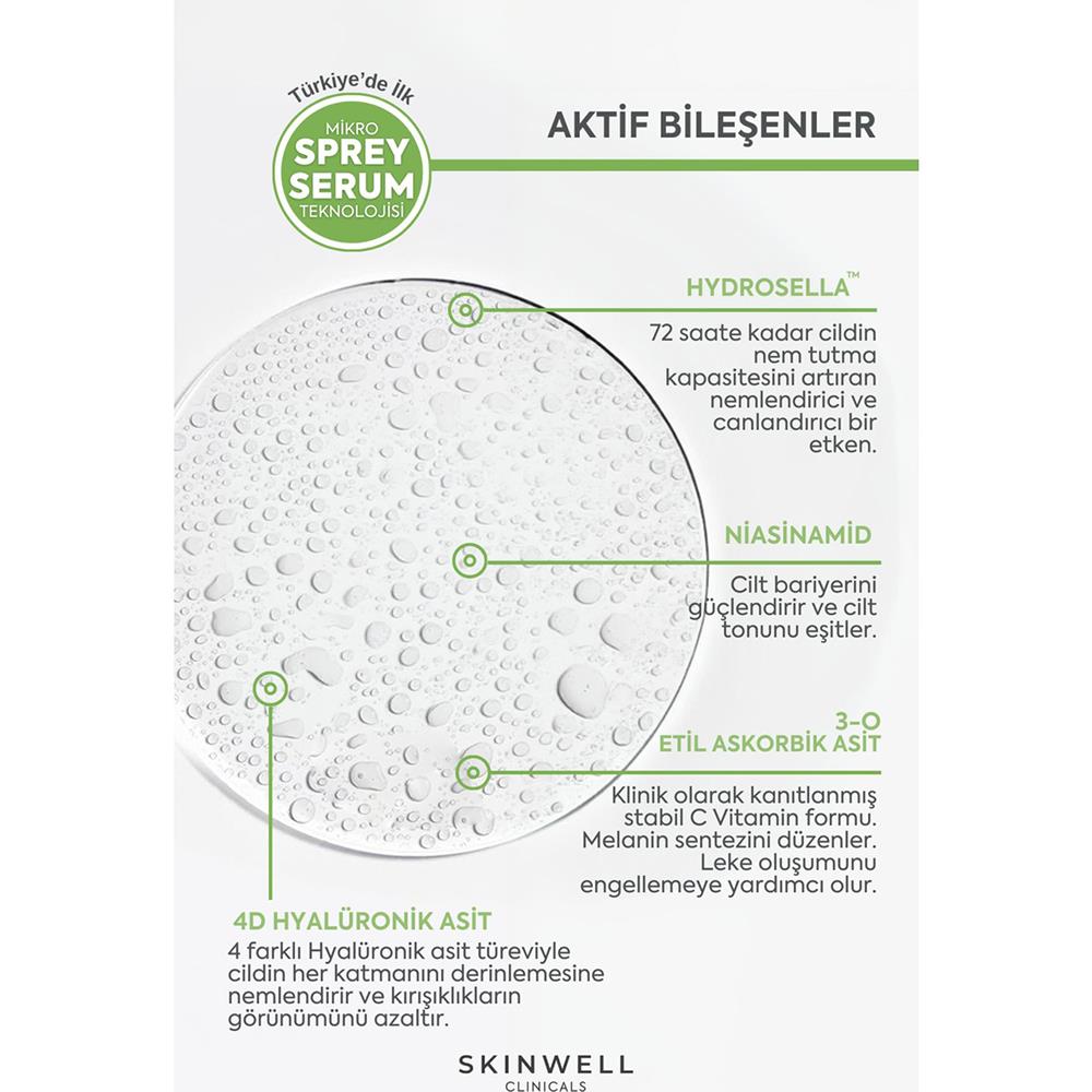 Skinwell Sabah Yoğun Bakım Hyalüronik Asit İçerikli Yüz Bakım Sprey Serum 25ML