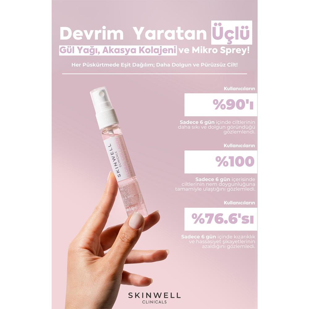 Skinwell Sıkılaştırıcı Etki Bitkisel Kolajen Gül Ekstrakt Içerikli Yüz Bakım Sprey Serum 25ML